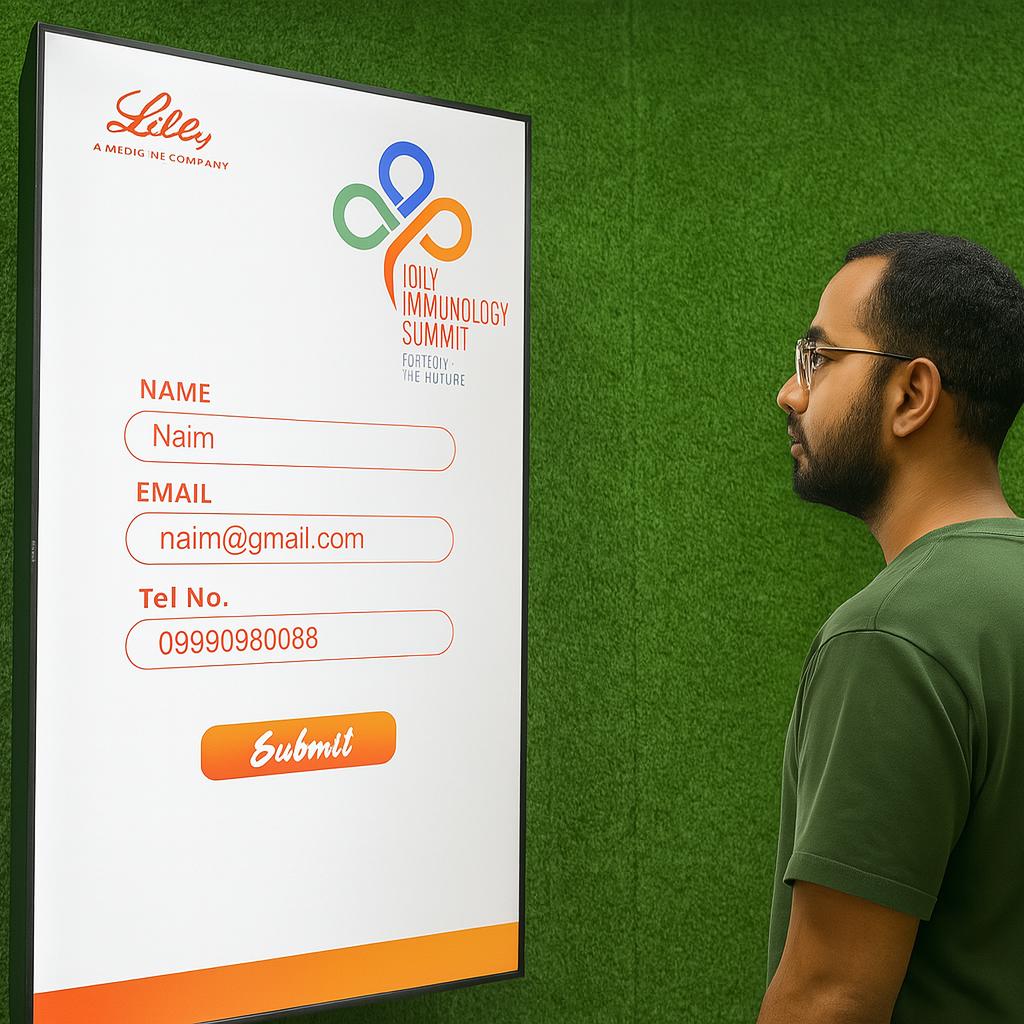 Participants enjoying the Squat Game Challenge at a corporate event in Dubai, engaging in fitness and team-building through real-time interactive squat tracking.